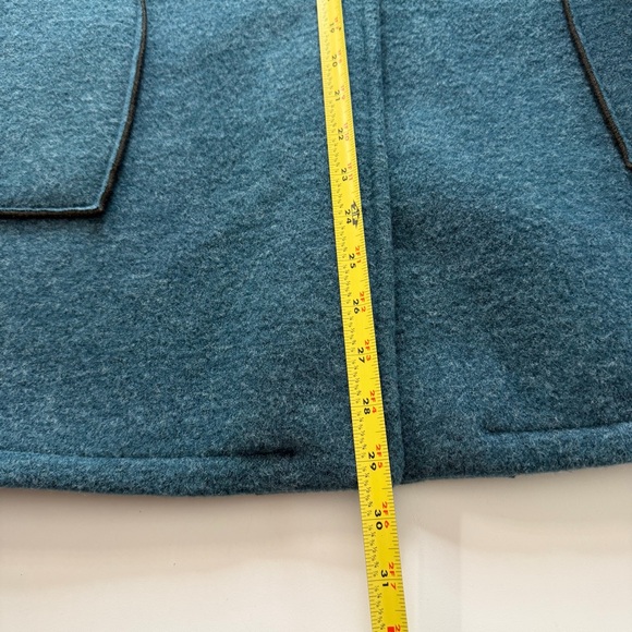Italian made teal hooded fleece jacket button front cozy coat Size XXL - Picture 8 of 8